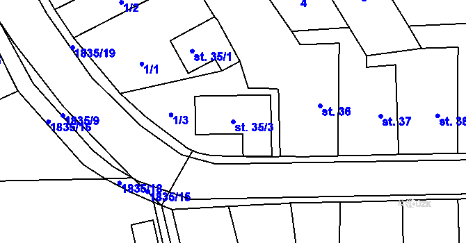 Parcela st. 35/3 v KÚ Dašice, Katastrální mapa