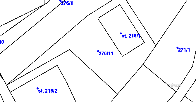 Parcela st. 276/11 v KÚ Dašice, Katastrální mapa