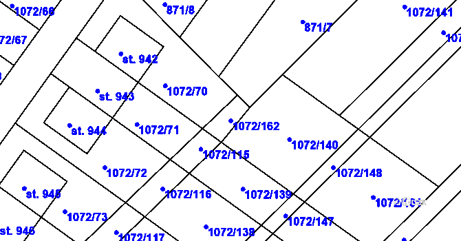 Parcela st. 1072/162 v KÚ Dašice, Katastrální mapa