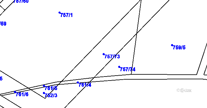 Parcela st. 757/73 v KÚ Dašice, Katastrální mapa