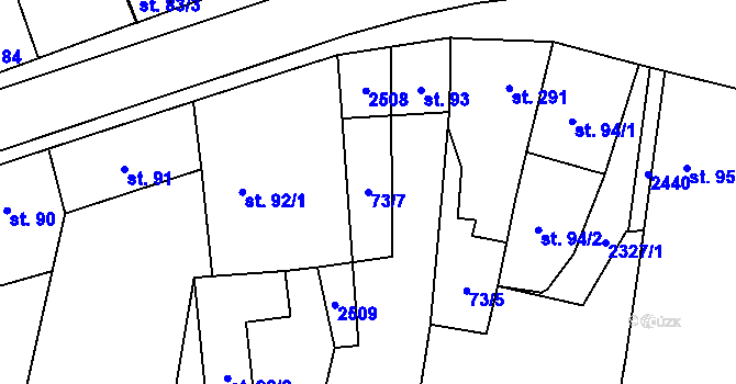 Parcela st. 73/7 v KÚ Dašice, Katastrální mapa