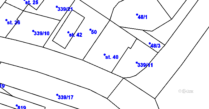 Parcela st. 40 v KÚ Prachovice u Dašic, Katastrální mapa