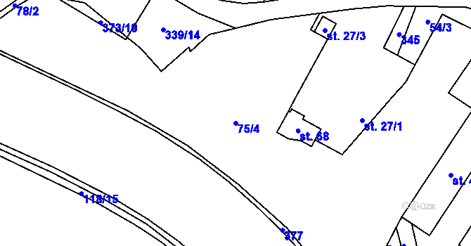 Parcela st. 75/4 v KÚ Prachovice u Dašic, Katastrální mapa
