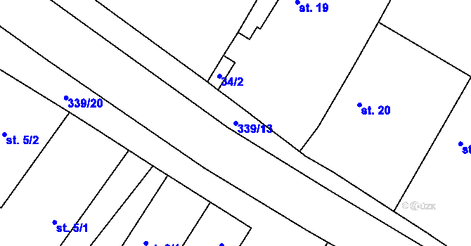 Parcela st. 339/13 v KÚ Prachovice u Dašic, Katastrální mapa
