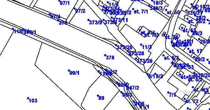Parcela st. 378 v KÚ Prachovice u Dašic, Katastrální mapa