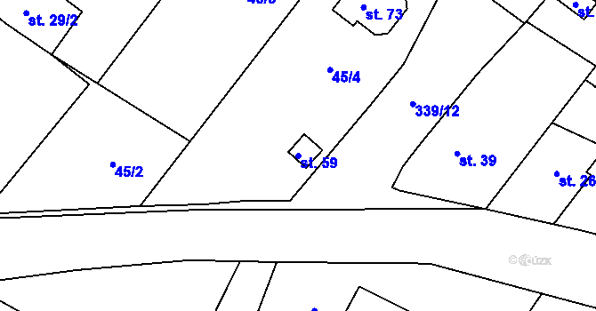Parcela st. 59 v KÚ Prachovice u Dašic, Katastrální mapa