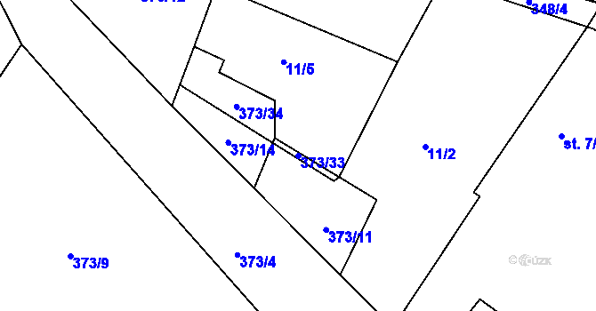 Parcela st. 373/33 v KÚ Prachovice u Dašic, Katastrální mapa