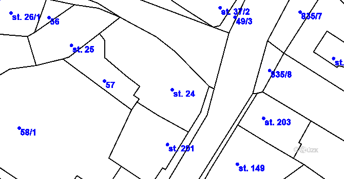 Parcela st. 24 v KÚ Davle, Katastrální mapa