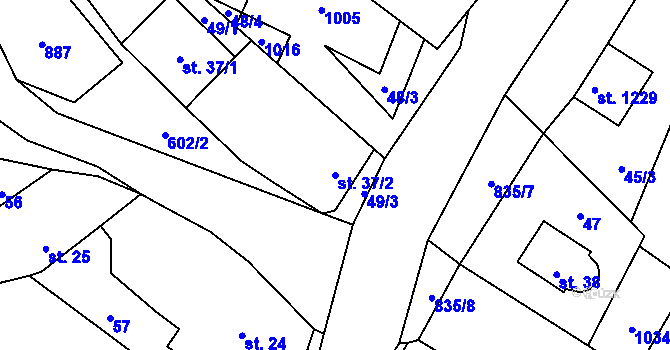 Parcela st. 37/2 v KÚ Davle, Katastrální mapa