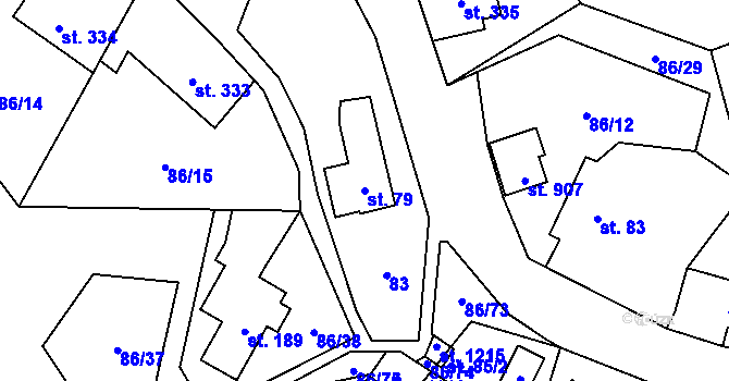 Parcela st. 79 v KÚ Davle, Katastrální mapa