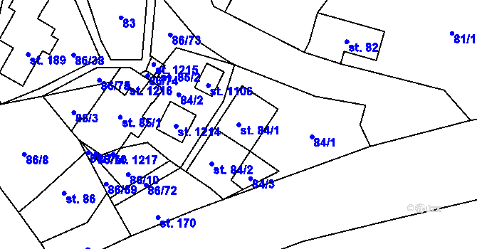 Parcela st. 84/1 v KÚ Davle, Katastrální mapa