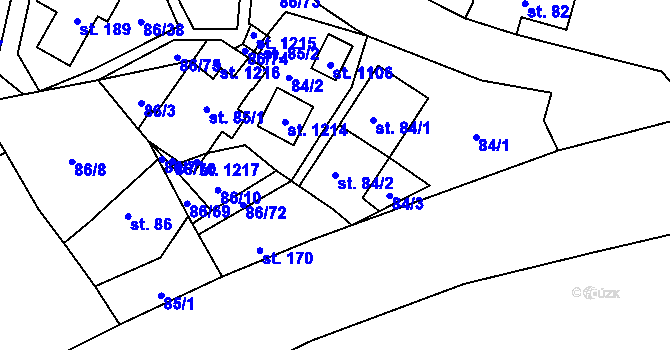 Parcela st. 84/2 v KÚ Davle, Katastrální mapa