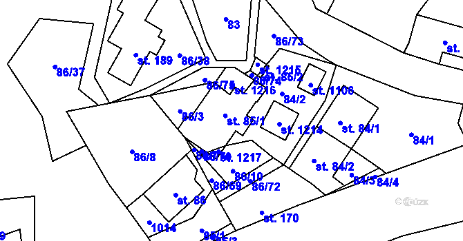 Parcela st. 85 v KÚ Davle, Katastrální mapa