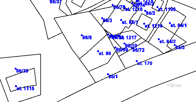 Parcela st. 86 v KÚ Davle, Katastrální mapa