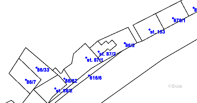 Parcela st. 87/2 v KÚ Davle, Katastrální mapa