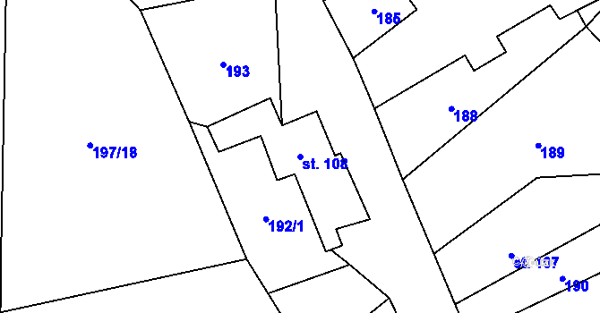Parcela st. 108 v KÚ Davle, Katastrální mapa
