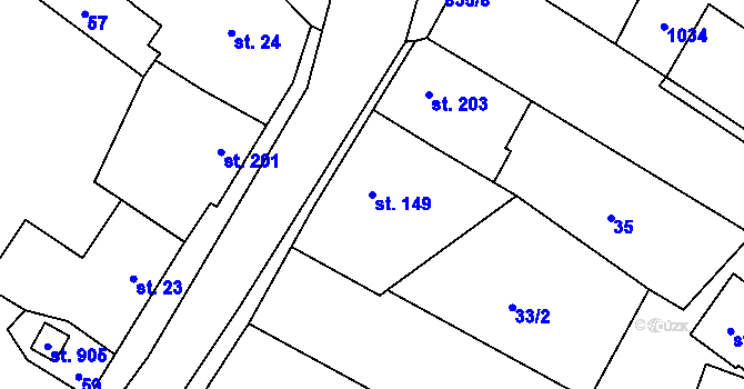 Parcela st. 149 v KÚ Davle, Katastrální mapa