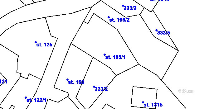 Parcela st. 195/1 v KÚ Davle, Katastrální mapa
