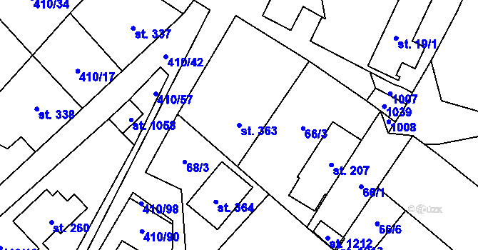 Parcela st. 363 v KÚ Davle, Katastrální mapa