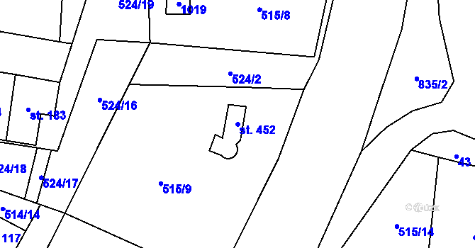 Parcela st. 452 v KÚ Davle, Katastrální mapa