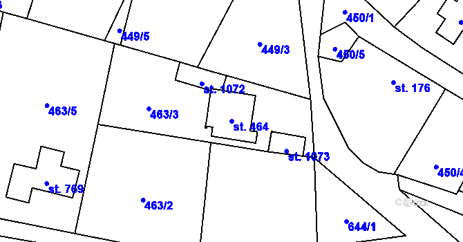 Parcela st. 464 v KÚ Davle, Katastrální mapa