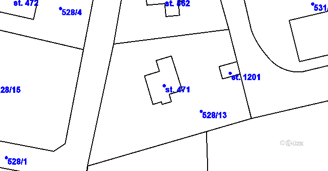 Parcela st. 471 v KÚ Davle, Katastrální mapa