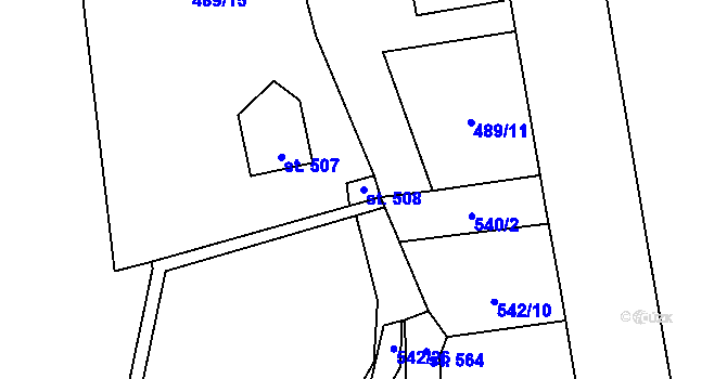 Parcela st. 508 v KÚ Davle, Katastrální mapa