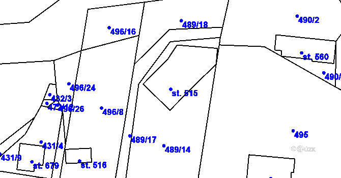 Parcela st. 515 v KÚ Davle, Katastrální mapa