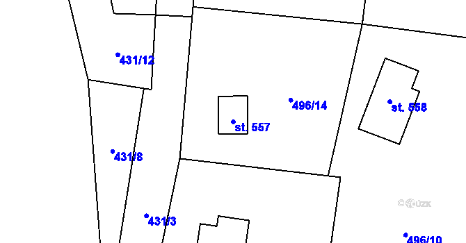 Parcela st. 557 v KÚ Davle, Katastrální mapa