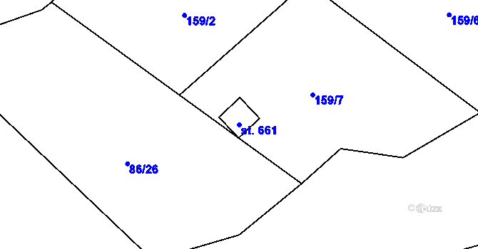 Parcela st. 661 v KÚ Davle, Katastrální mapa
