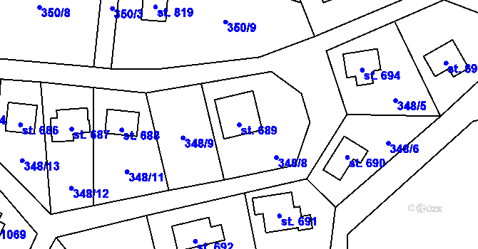 Parcela st. 689 v KÚ Davle, Katastrální mapa