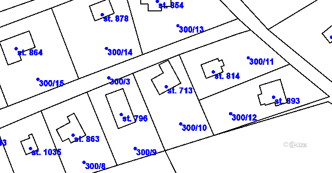 Parcela st. 713 v KÚ Davle, Katastrální mapa