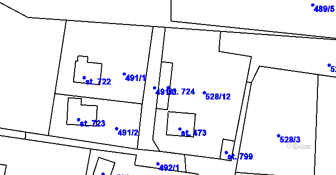 Parcela st. 724 v KÚ Davle, Katastrální mapa
