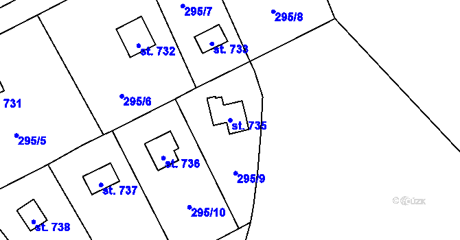 Parcela st. 735 v KÚ Davle, Katastrální mapa