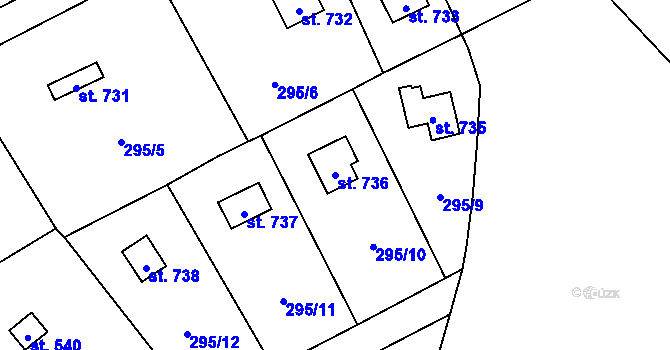 Parcela st. 736 v KÚ Davle, Katastrální mapa
