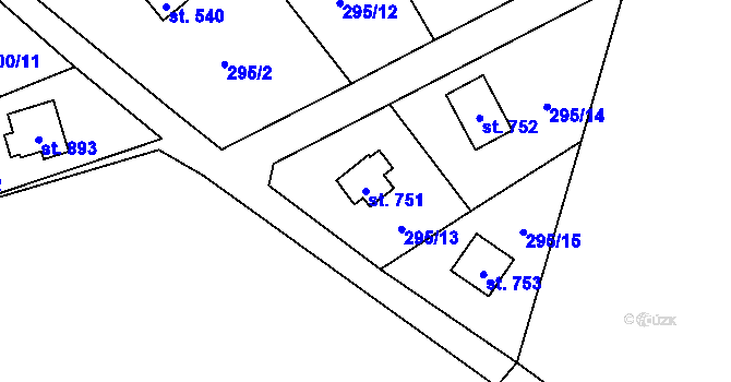 Parcela st. 751 v KÚ Davle, Katastrální mapa