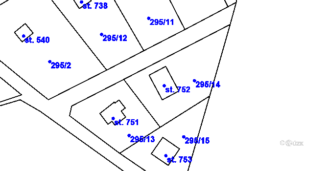 Parcela st. 752 v KÚ Davle, Katastrální mapa