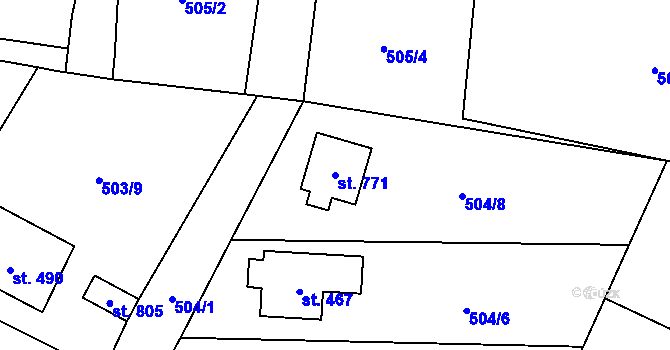 Parcela st. 771 v KÚ Davle, Katastrální mapa