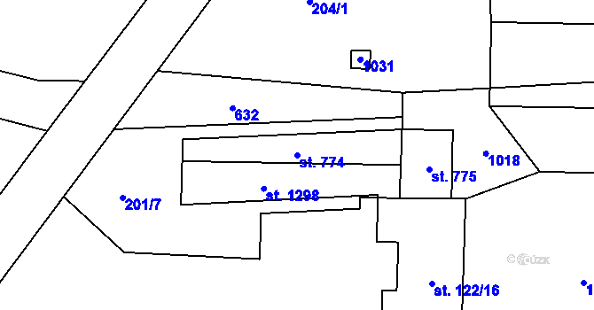 Parcela st. 774 v KÚ Davle, Katastrální mapa