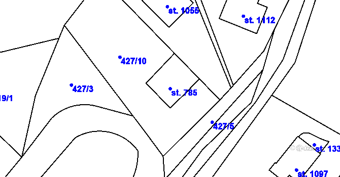 Parcela st. 785 v KÚ Davle, Katastrální mapa