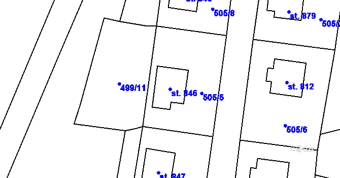 Parcela st. 846 v KÚ Davle, Katastrální mapa