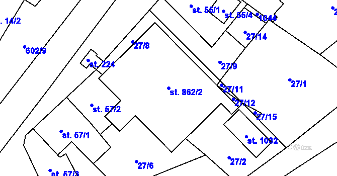 Parcela st. 862/2 v KÚ Davle, Katastrální mapa