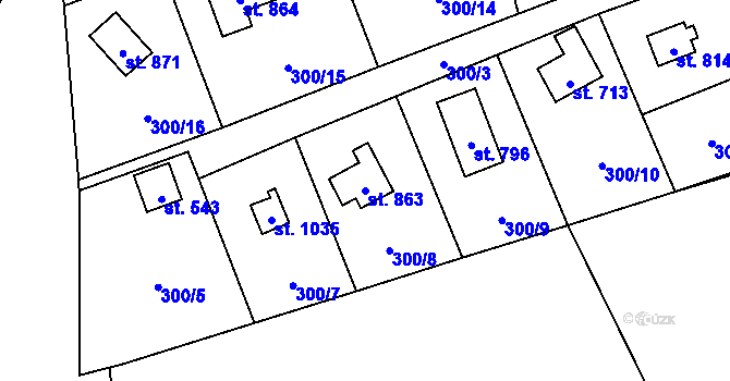 Parcela st. 863 v KÚ Davle, Katastrální mapa