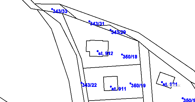 Parcela st. 912 v KÚ Davle, Katastrální mapa