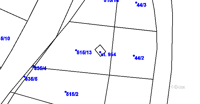 Parcela st. 954 v KÚ Davle, Katastrální mapa