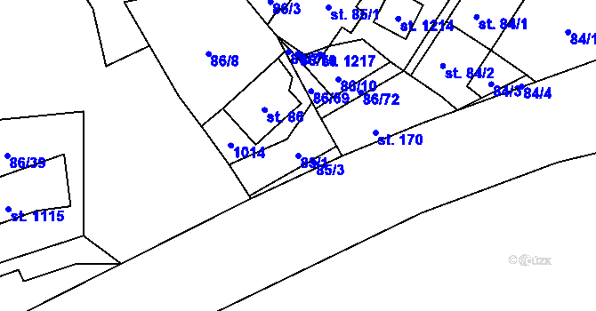 Parcela st. 85/1 v KÚ Davle, Katastrální mapa