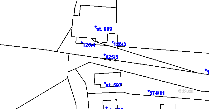 Parcela st. 125/3 v KÚ Davle, Katastrální mapa