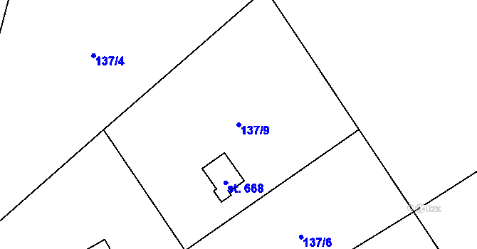 Parcela st. 137/9 v KÚ Davle, Katastrální mapa