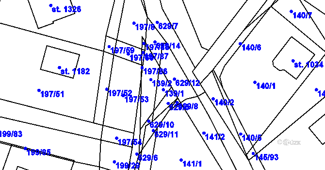 Parcela st. 139 v KÚ Davle, Katastrální mapa