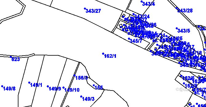 Parcela st. 162/1 v KÚ Davle, Katastrální mapa